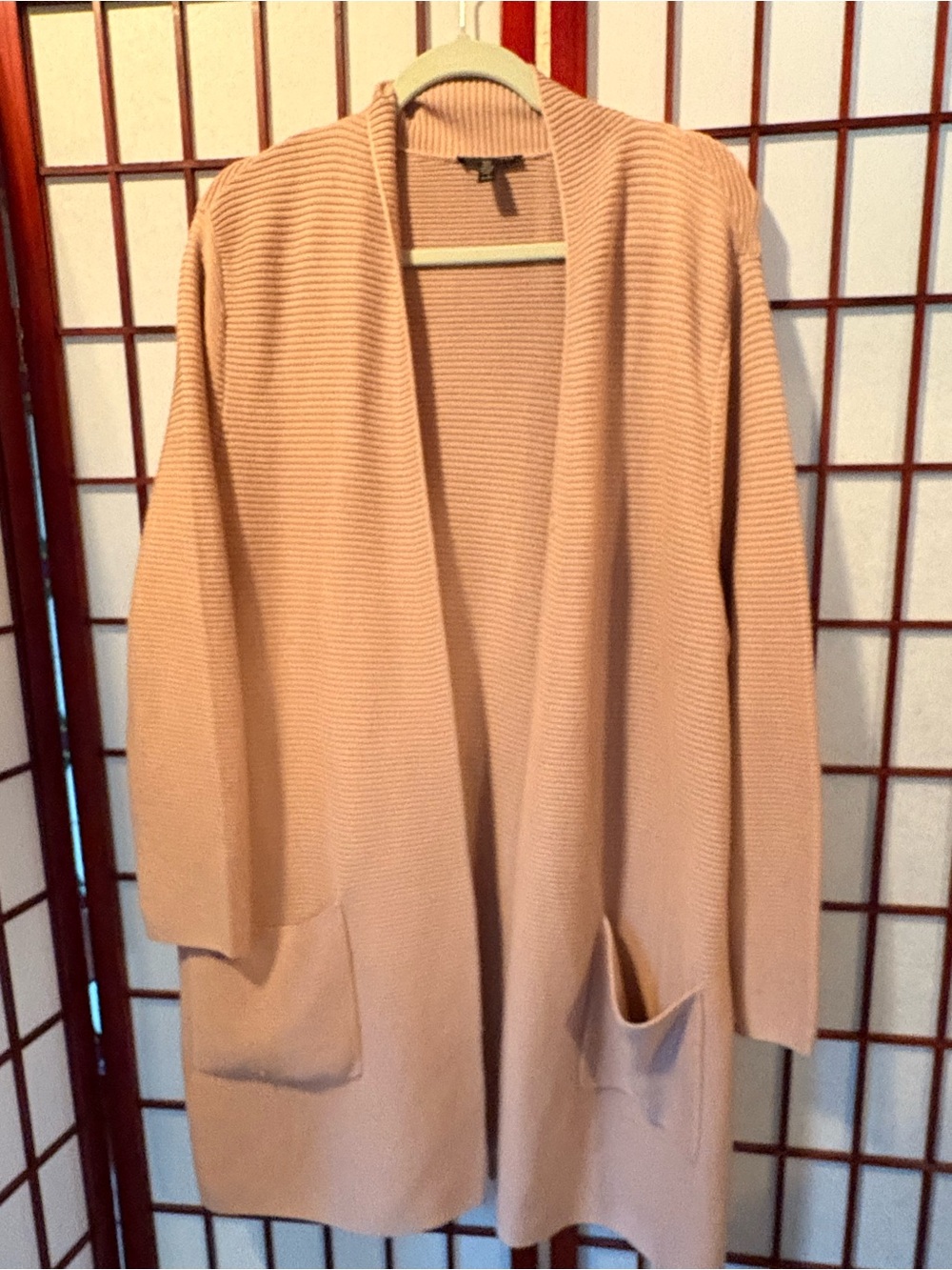 Eileen Fisher Long Open-Front Long Cardigan - Blush Pink